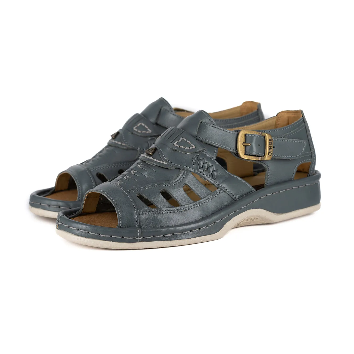 Duna : Leather Sandal in Charcoal Grey Soft Saddle