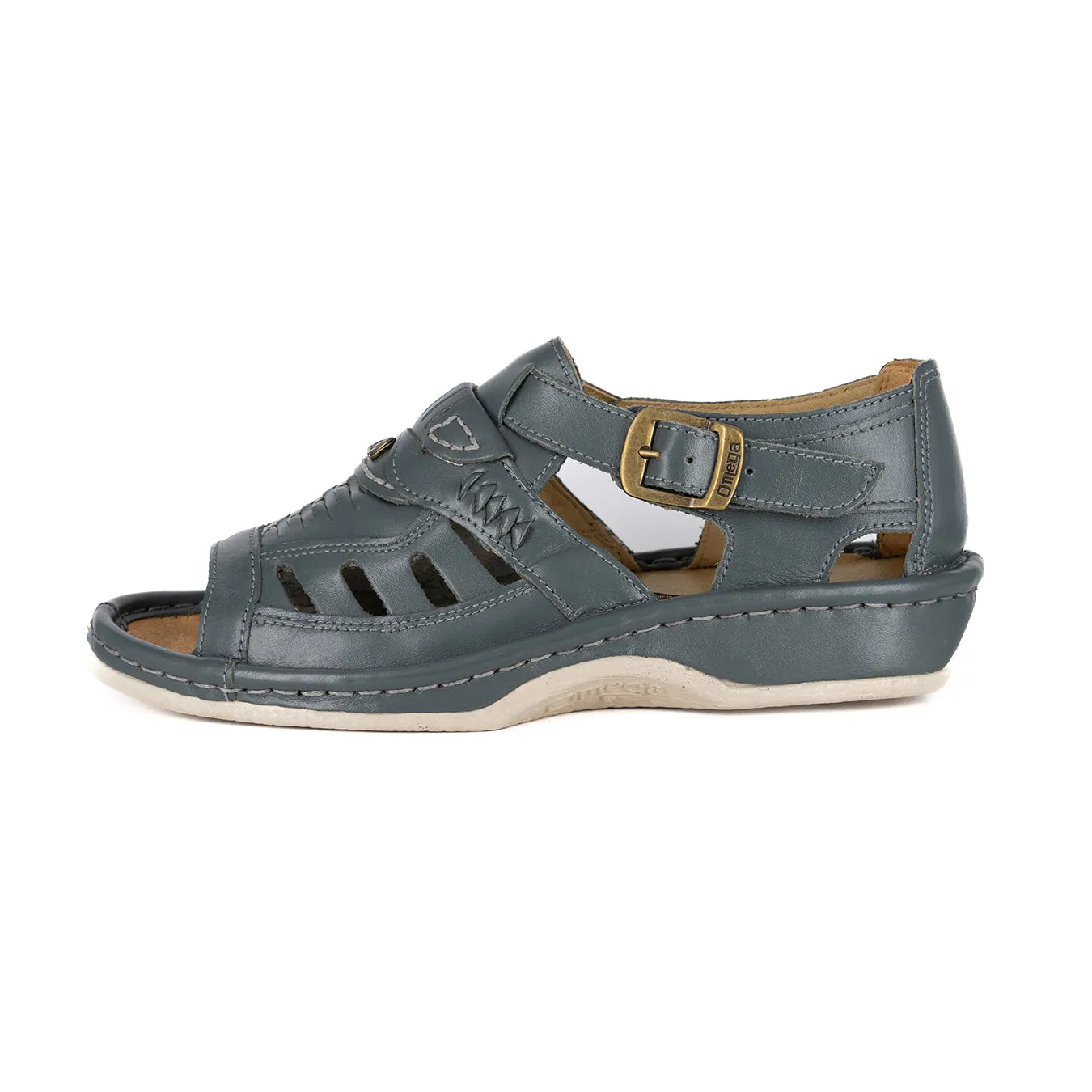 Duna : Leather Sandal in Charcoal Grey Soft Saddle
