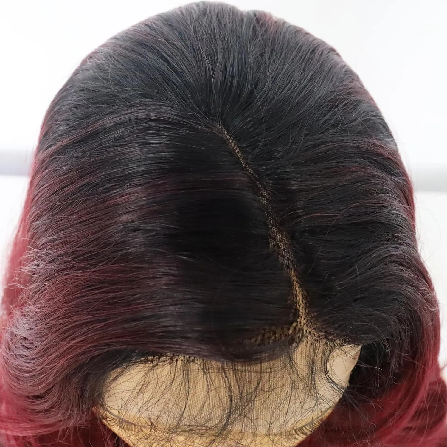 Ebingoo   Wig Cap 26 Inch Burgundy Lace Front Wigs with Dark Roots Wine Red Lace Front Wig With Baby Hair Ombre Red Lace Front Wigs for Women Daily Wear Party