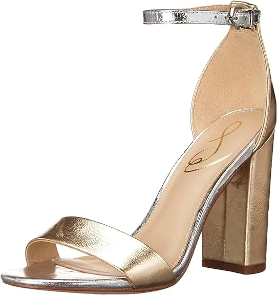 Edelman Gold Strap Ankle Leaf/Soft Heeled Silver Yaro Sandals Cross-border shipping Sam High Anti-slip Block
