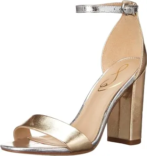 Edelman Gold Strap Ankle Leaf/Soft Heeled Silver Yaro Sandals Cross-border shipping Sam High Anti-slip Block