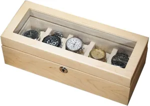 Elegant Large Wooden Watch Box Organizer for Men Women with 6 Slots, Transparent top, Portable Watch Holder Mens Watches Case Storage Best Gift for The Husband/Friend, Black 30x 12 x 10cm