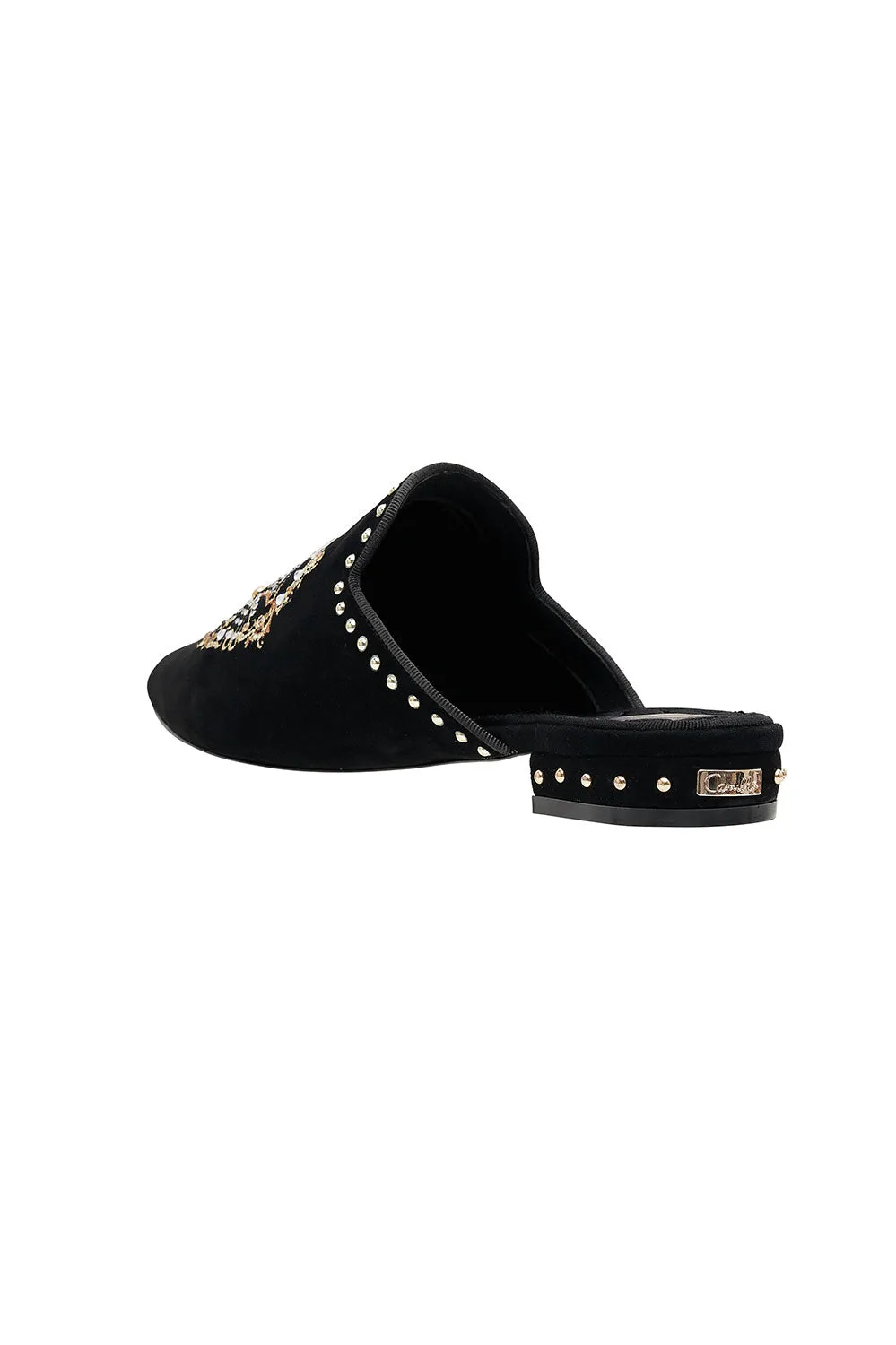 EMBROIDERED SLIPPER SOLID BLACK