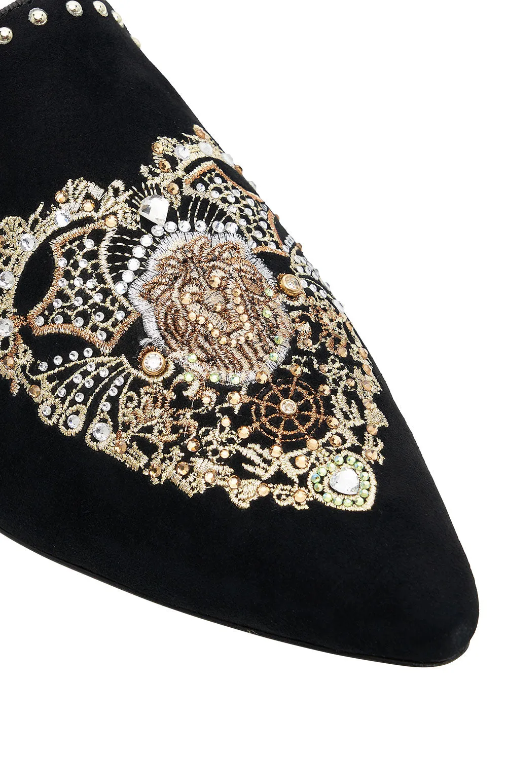 EMBROIDERED SLIPPER SOLID BLACK