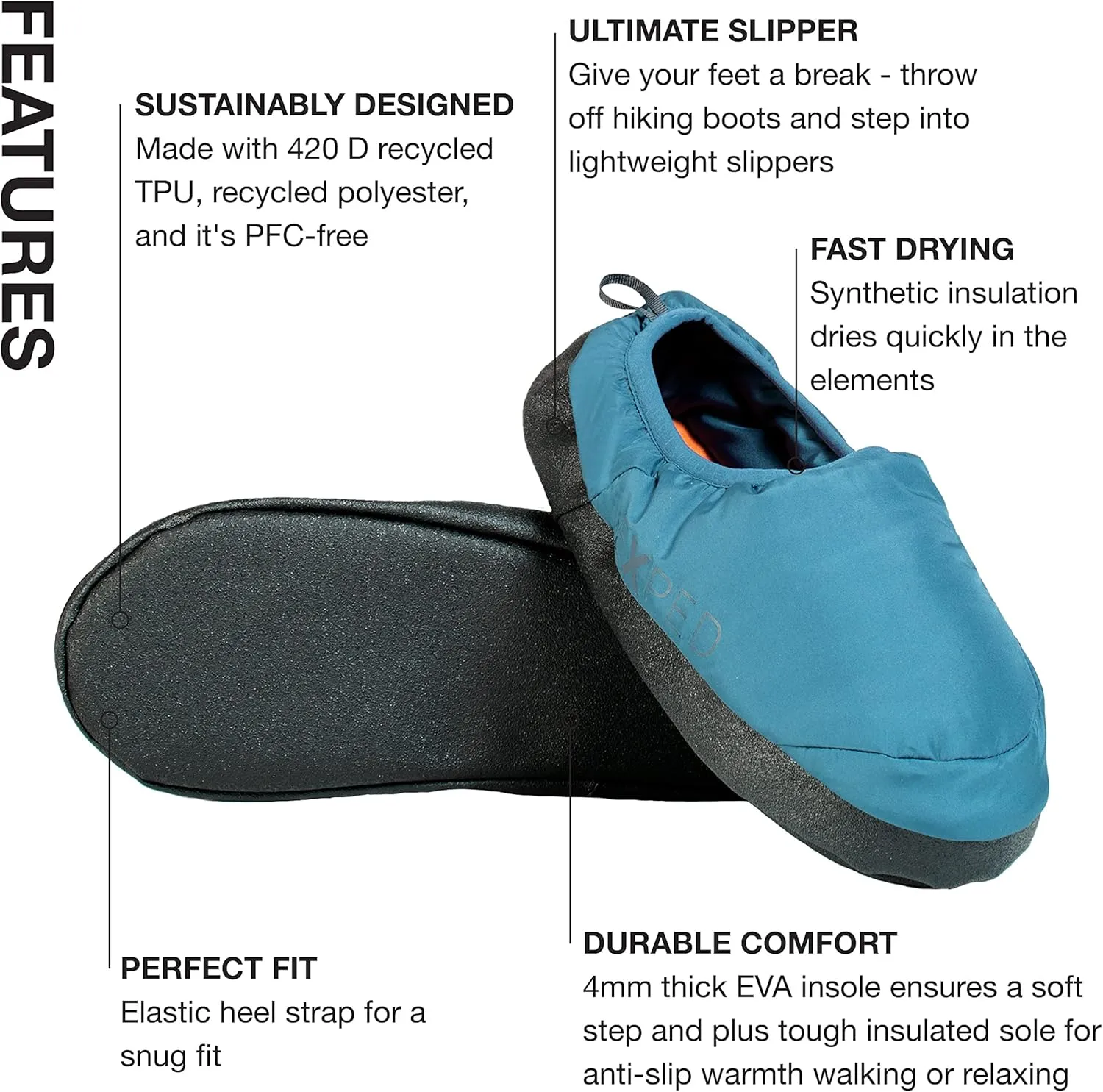 Exped Camp Slipper - Warm Comfortable & Lightweight Durable Camping Slippers, Unisex (S, M, L, XL)