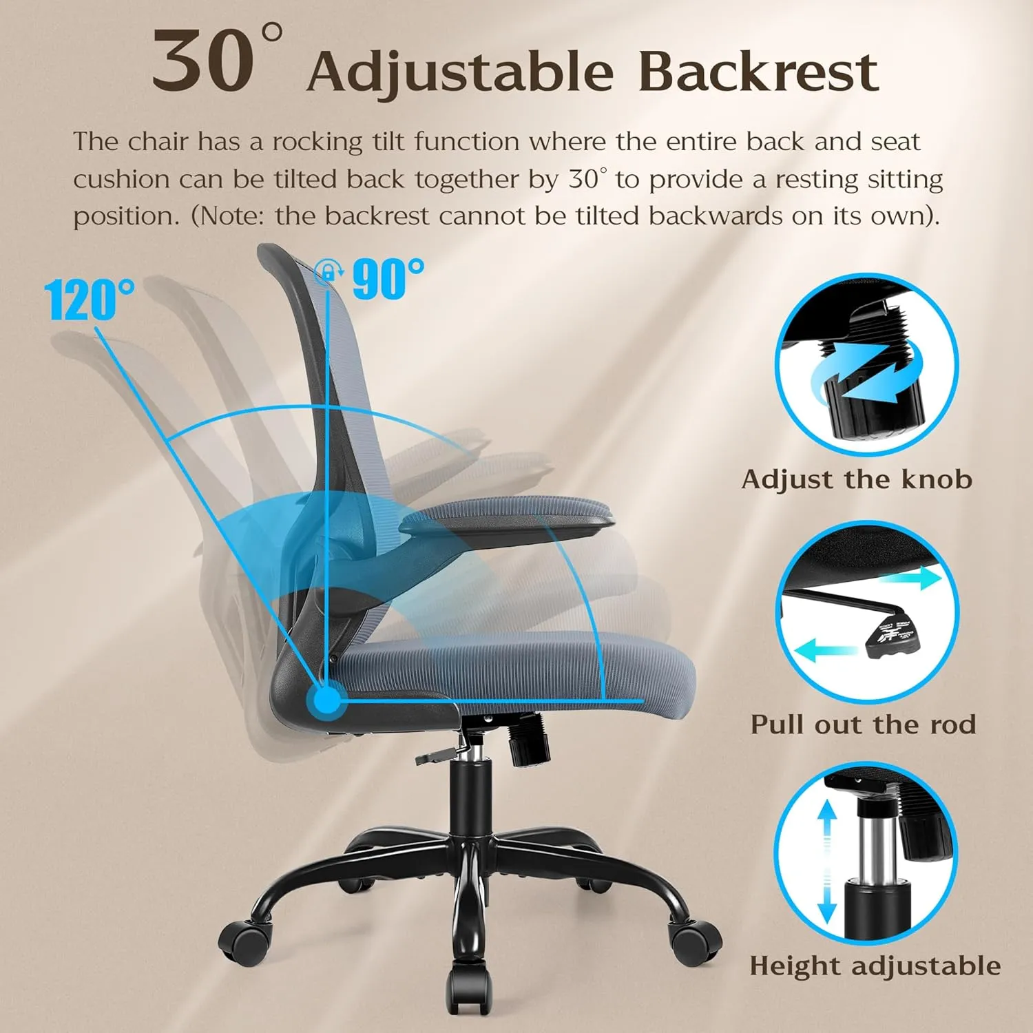 FelixKing Office Chair, Ergonomic Desk Chairs with Wheels Home Mesh Chair Adjustable Lumbar Support and Height, Ergo Chair for Working Gaming Use (Dark Gray)