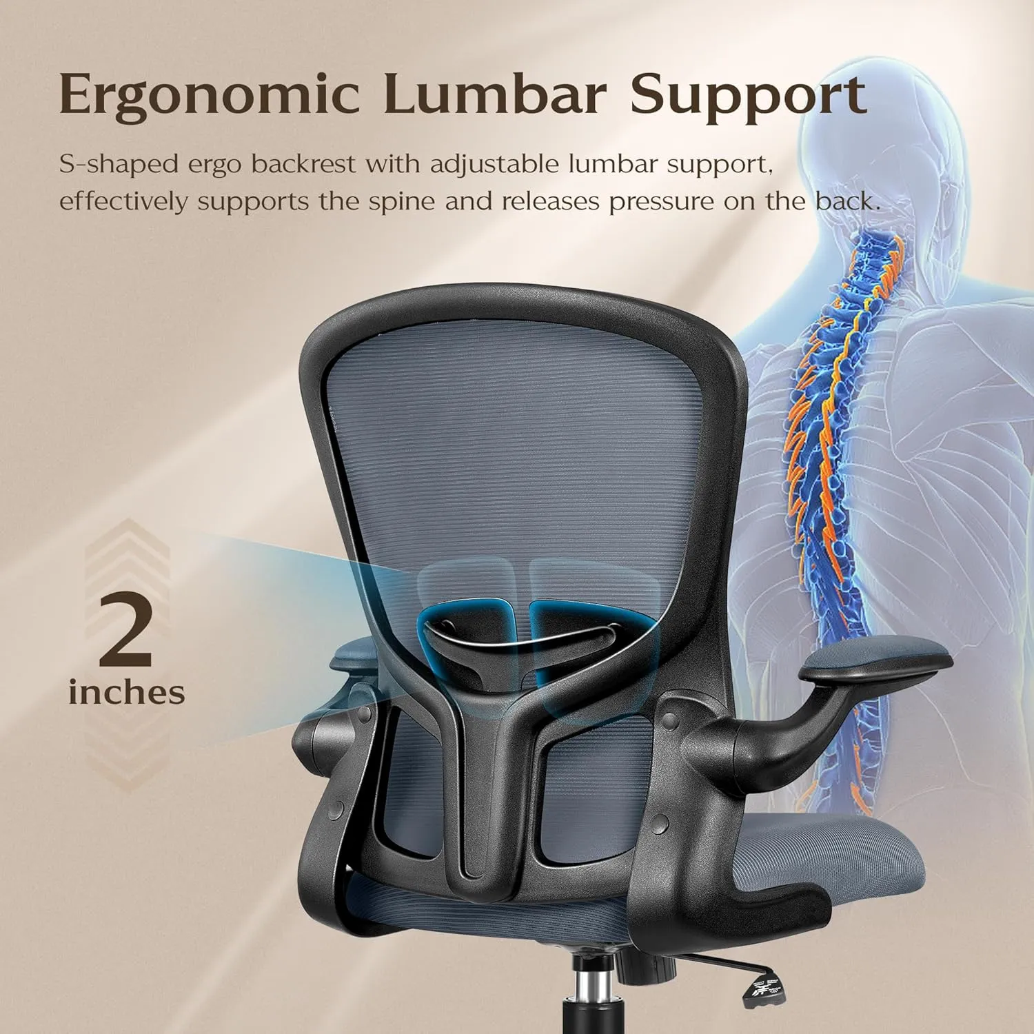 FelixKing Office Chair, Ergonomic Desk Chairs with Wheels Home Mesh Chair Adjustable Lumbar Support and Height, Ergo Chair for Working Gaming Use (Dark Gray)