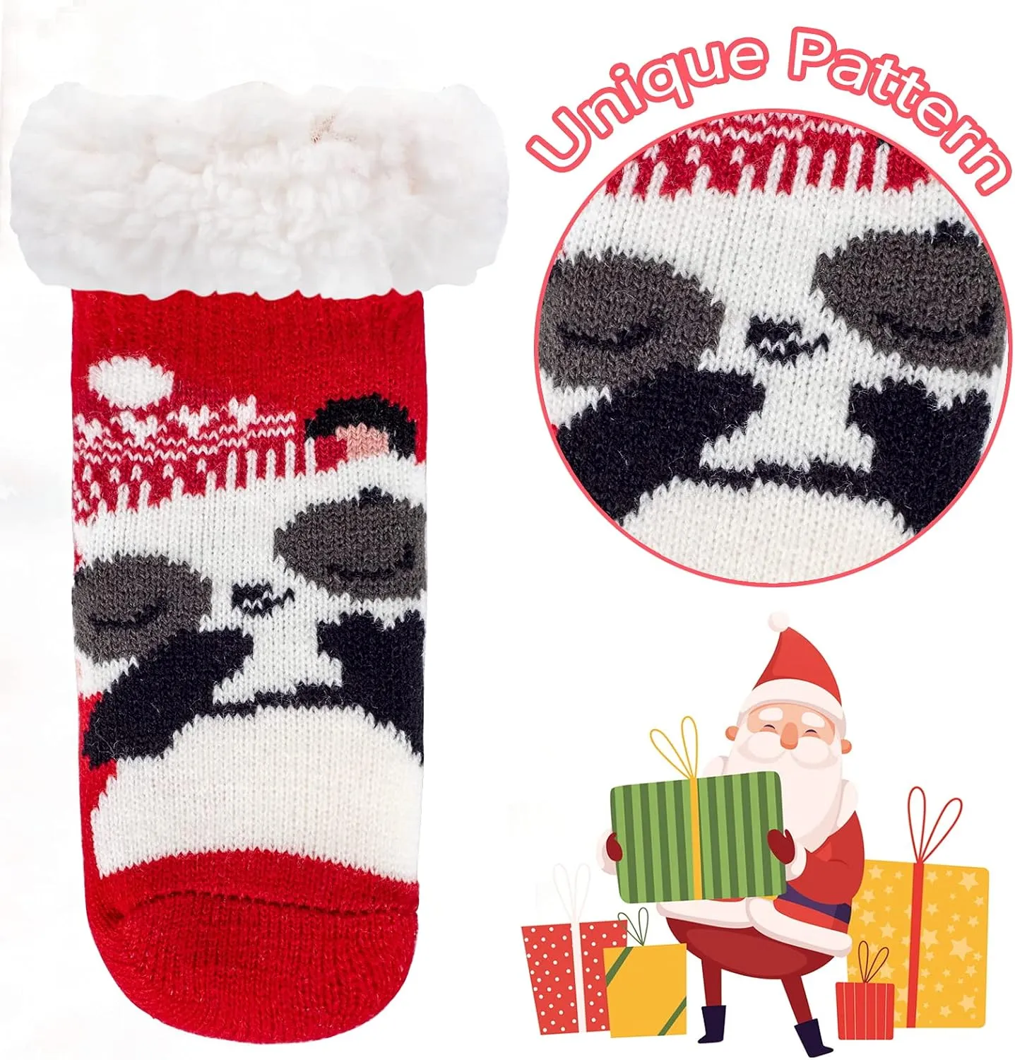 FENELY 3 Pairs Kids Boys Girls Slipper Socks Winter Sherpa Lined Fuzzy Warm Soft Non Skid