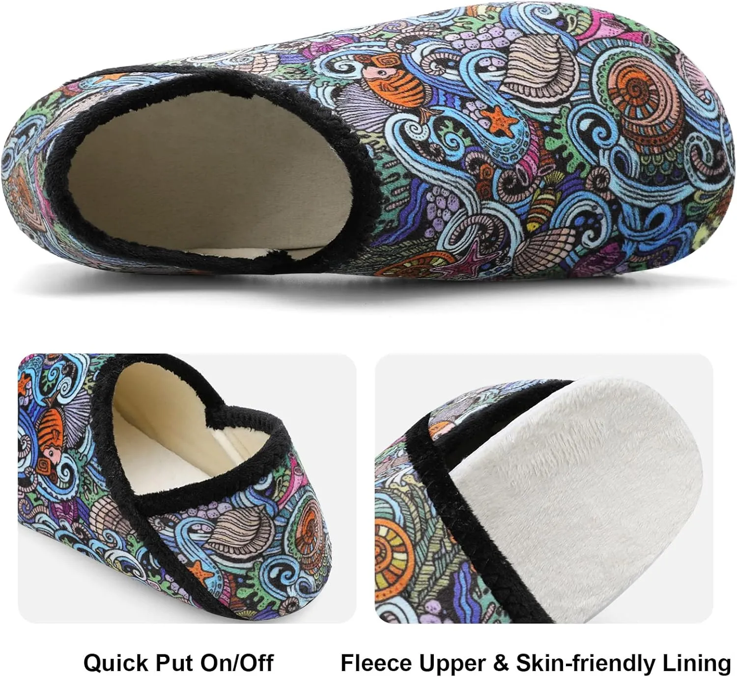 Fires Womens Mens Slippers with Rubber Sole Soft-Lightweight House Slipper Socks Around House Shoes Non Slip Indoor/Outdoor