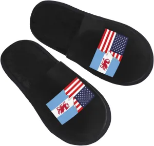 Flag of the Welsh colony in Patagonia And America Slippers Winter Indoor and Outdoor Slipper Warm Cozy Soft Lightweight House Shoes Fuzzy Slip-On Slipper Large