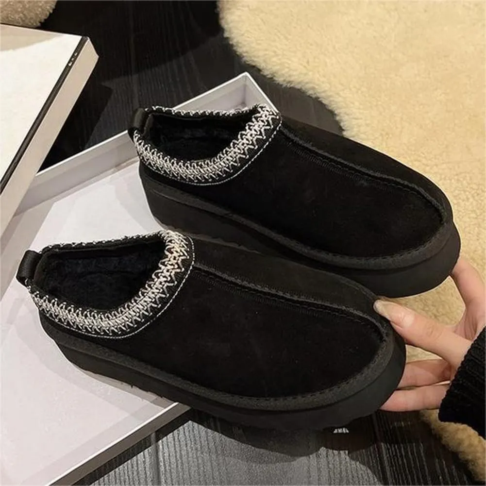 Fleece Lined Women's Mini Ankle Boot Slippers - Classic Snow Boots with Anti-Slip Platforms for Indoor & Outdoor Use