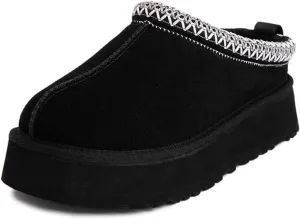 Fleece Lined Women's Mini Ankle Boot Slippers - Classic Snow Boots with Anti-Slip Platforms for Indoor & Outdoor Use