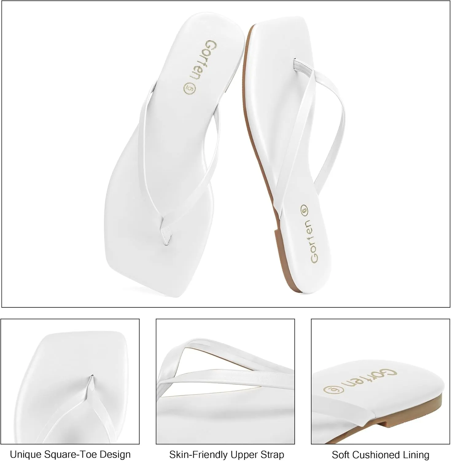Flip Flops for Women Comfortable Square Toe Casual Beach Sandals Summer Outdoor and Everyday Wear