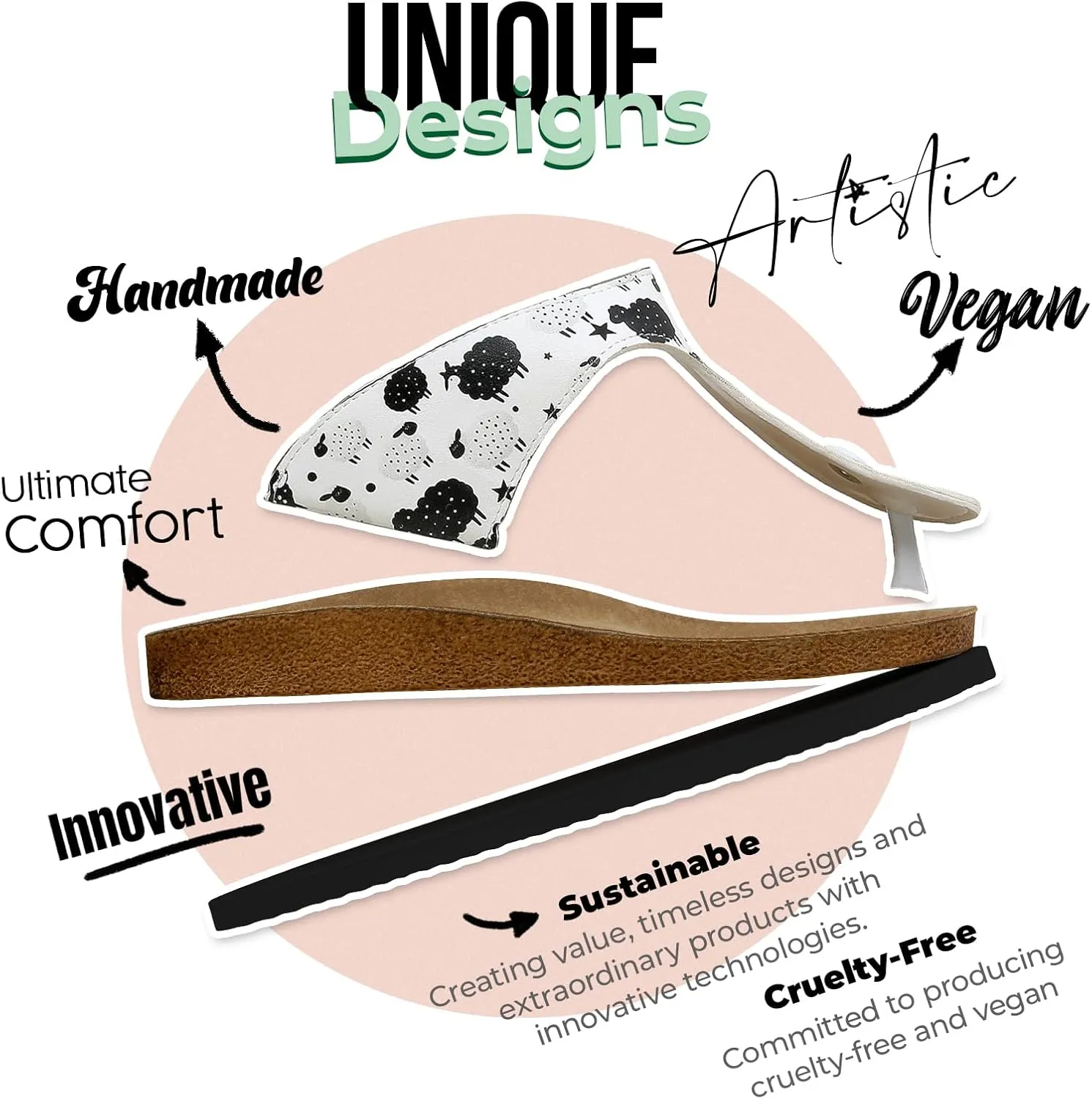Flip Flops for Women - Vegan Leather and Handmade Thong Sandals for Women