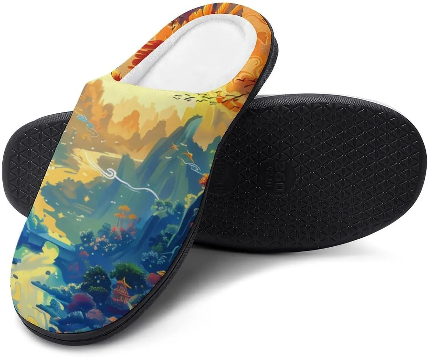 Flying Dragon Phoenix Bird Women's House Slippers Anti-Slip Cotton Home Shoes with Rubber Soles for Indoor Outdoor