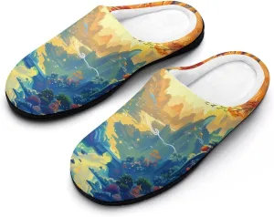 Flying Dragon Phoenix Bird Women's House Slippers Anti-Slip Cotton Home Shoes with Rubber Soles for Indoor Outdoor