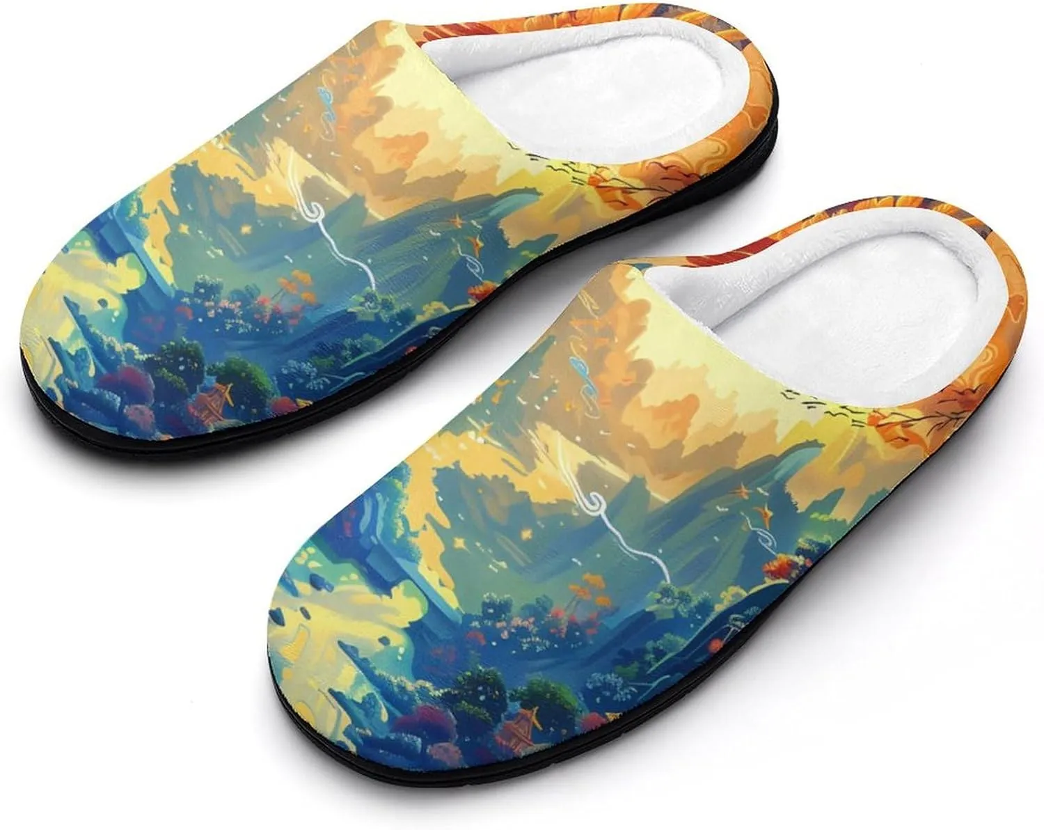Flying Dragon Phoenix Bird Women's House Slippers Anti-Slip Cotton Home Shoes with Rubber Soles for Indoor Outdoor