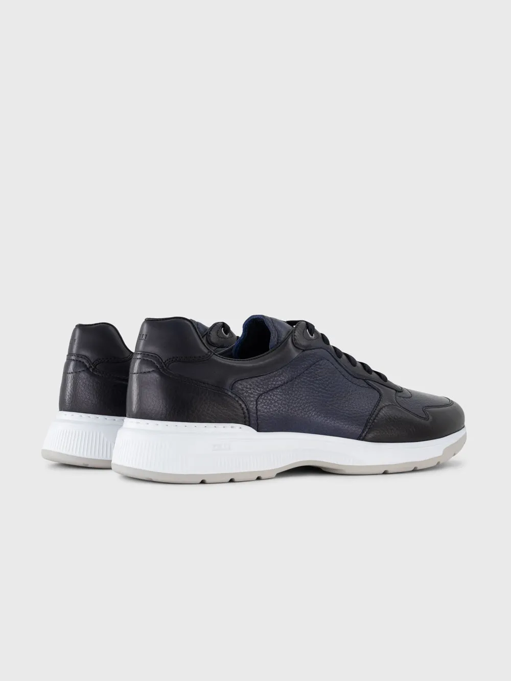 Formal Dyed Leather Low-Top Sneakers - Blue Navy