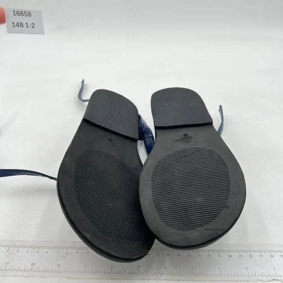 FOWT Blue Split Round Toe Sandals Lace up Strappy Soft Flip Flop Casual Shoes