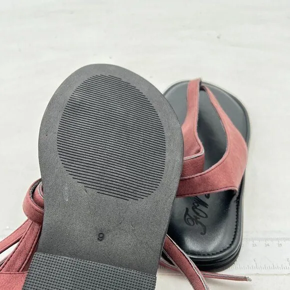 FOWT Wine Split Round Toe Sandals Lace up Strappy Flats Soft Flip Flop Shoes