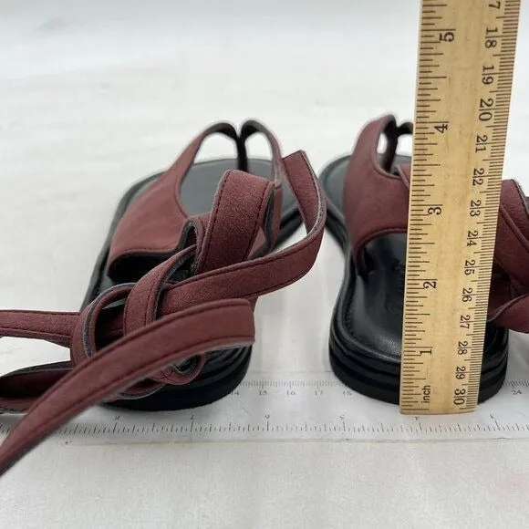 FOWT Wine Split Round Toe Sandals Lace up Strappy Soft Flip Flop Casual Flats