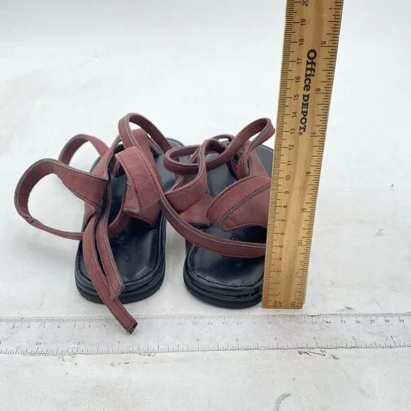 FOWT Women Split Round Toe Sandals Lace up Strappy Flats Casual Brown