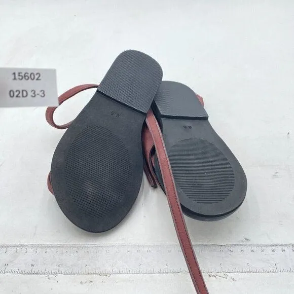 FOWT Women Split Round Toe Sandals Lace up Strappy Flats Casual Brown