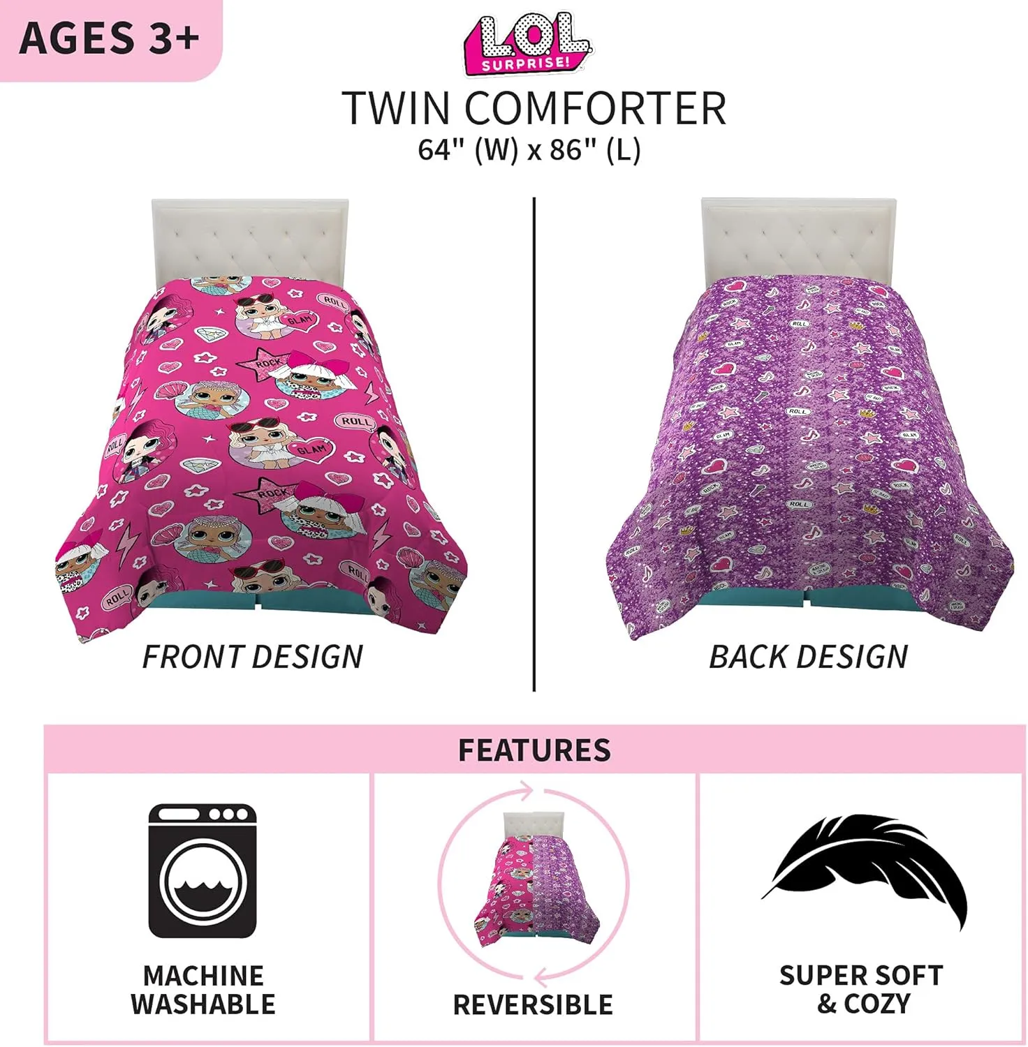 Franco Kids Bedding Soft Microfiber Comforter, Twin, LOL Surprise