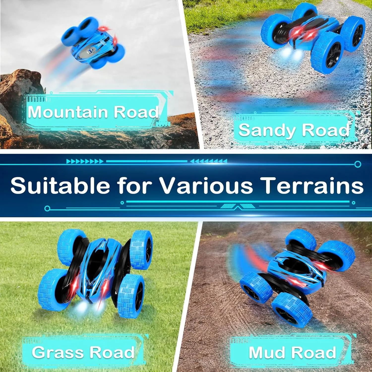 FREE TO FLY Remote Control Stunt Car for Boys: RC Car 4WD Double-Sided Driving Cars 6 7 8 9 10 11 12 Toys Boys Girls Kids Xmas Gifts 4-7 360°Tumble Stocking Stuffer 6-8 8-12