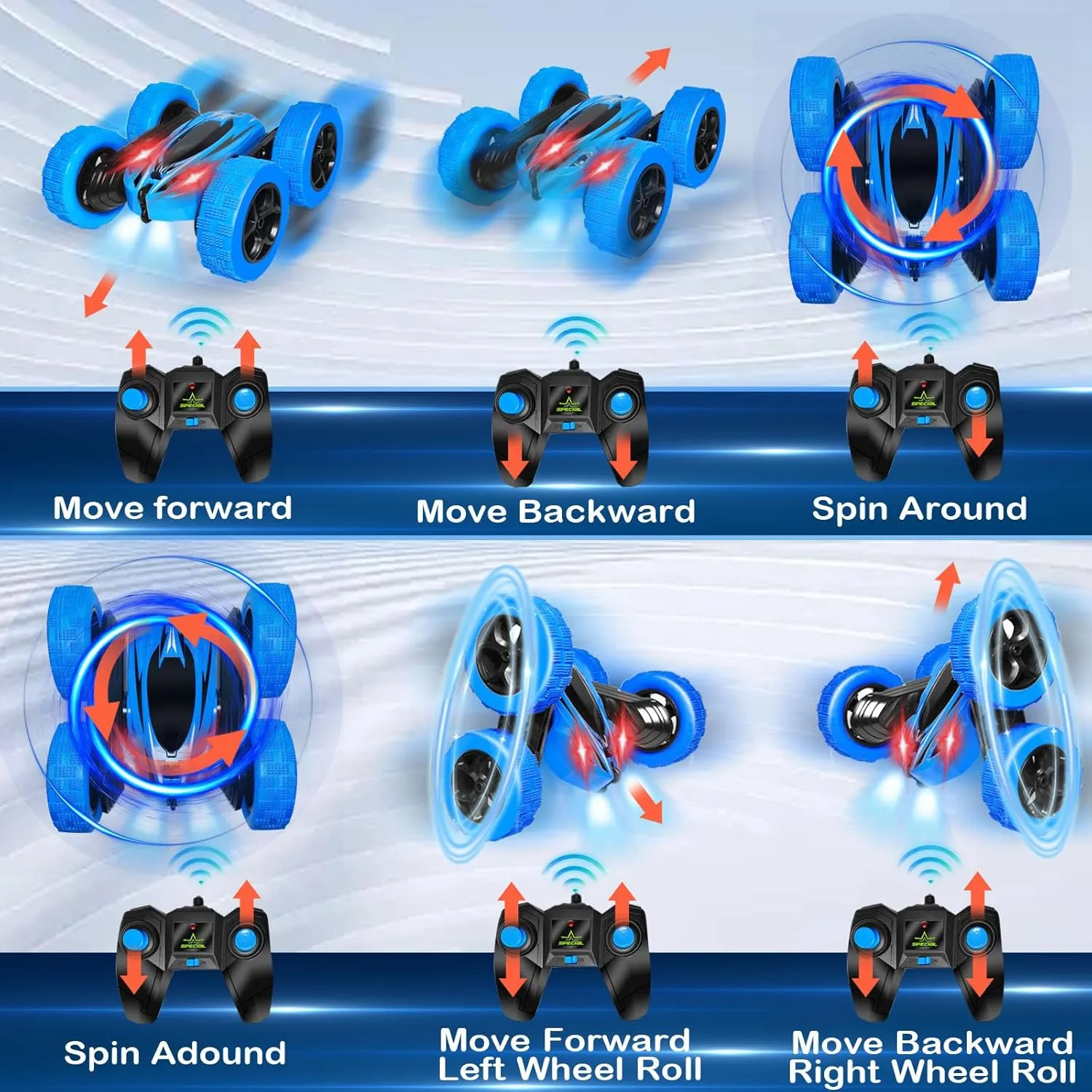 FREE TO FLY Remote Control Stunt Car for Boys: RC Car 4WD Double-Sided Driving Cars 6 7 8 9 10 11 12 Toys Boys Girls Kids Xmas Gifts 4-7 360°Tumble Stocking Stuffer 6-8 8-12