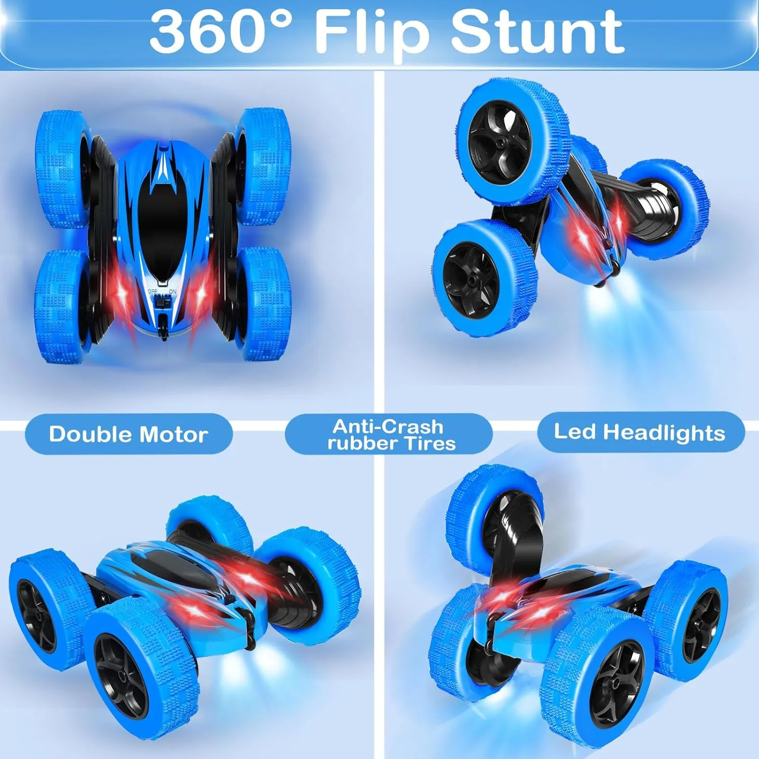 FREE TO FLY Remote Control Stunt Car for Boys: RC Car 4WD Double-Sided Driving Cars 6 7 8 9 10 11 12 Toys Boys Girls Kids Xmas Gifts 4-7 360°Tumble Stocking Stuffer 6-8 8-12