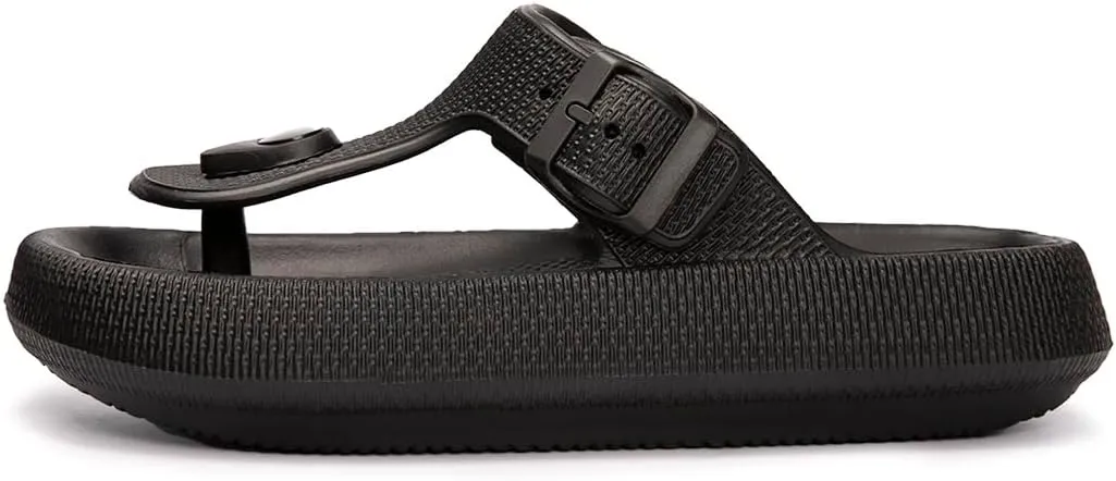 FUNKYMONKEY Thong Sandals Adjustable Buckle EVA Thick-Soled Flip Flops for Women and Men