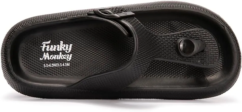 FUNKYMONKEY Thong Sandals Adjustable Buckle EVA Thick-Soled Flip Flops for Women and Men