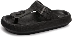 FUNKYMONKEY Thong Sandals Adjustable Buckle EVA Thick-Soled Flip Flops for Women and Men