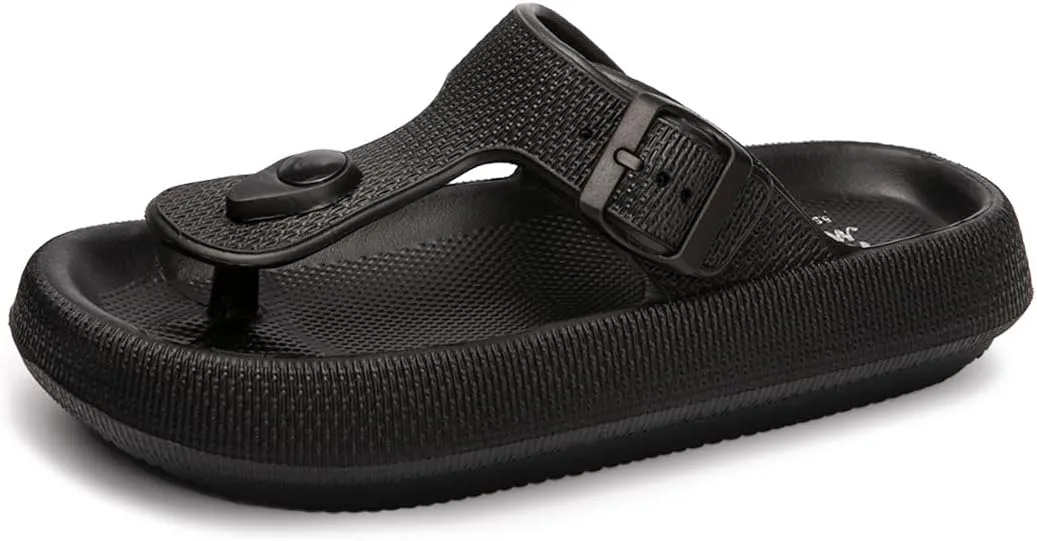 FUNKYMONKEY Thong Sandals Adjustable Buckle EVA Thick-Soled Flip Flops for Women and Men
