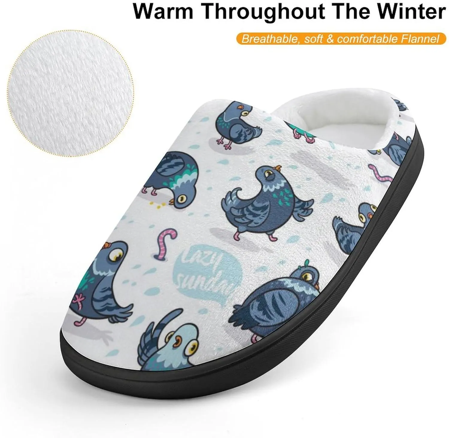 Funny Pigeons Cute Slippers For Girls Boys Anti Slip House Slipper Warm Shoes For Indoor Outdoor