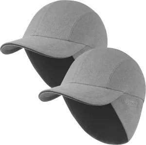 GADIEMKENSD Winter Running Baseball Cap Women Fleece Ponytail Hat with Ear Flaps Reflective Design 1Pack and 2Pack