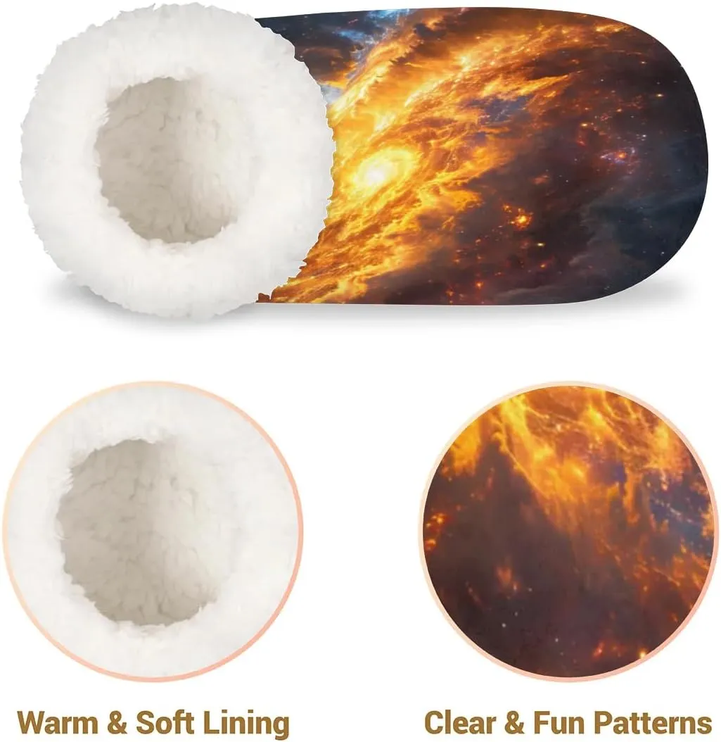 Galaxy Nebula Women's Slippers Socks Cozy Fuzzy Sherpa House Shoes Winter House Bedroom Slippers Universe Planet Starry Sky Cosmic Outer Space