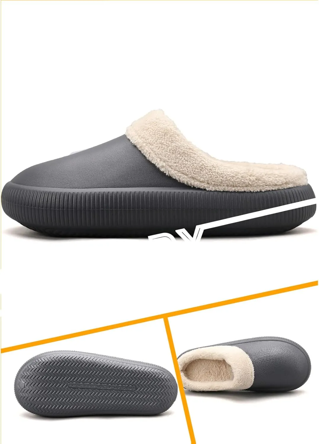 gigididi Unisex Winter Fur Lined Clogs Room Shoes, Warm and Fuzzy House Slippers