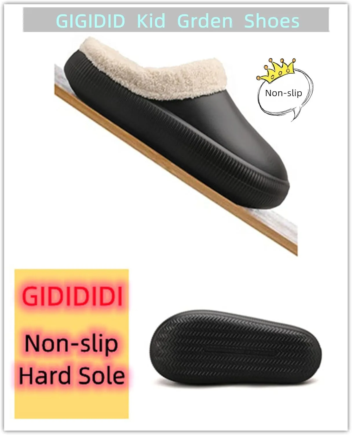 gigididi Unisex Winter Fur Lined Clogs Room Shoes, Warm and Fuzzy House Slippers