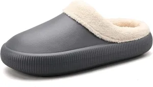 gigididi Unisex Winter Fur Lined Clogs Room Shoes, Warm and Fuzzy House Slippers