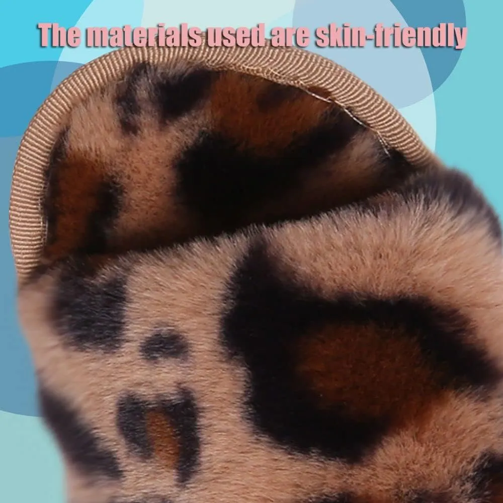 Girl's Fuzzy Fluffy Furry Slippers Cross Band Shoes Slides for Girls Fur Flip Flop Open Toe Slippers