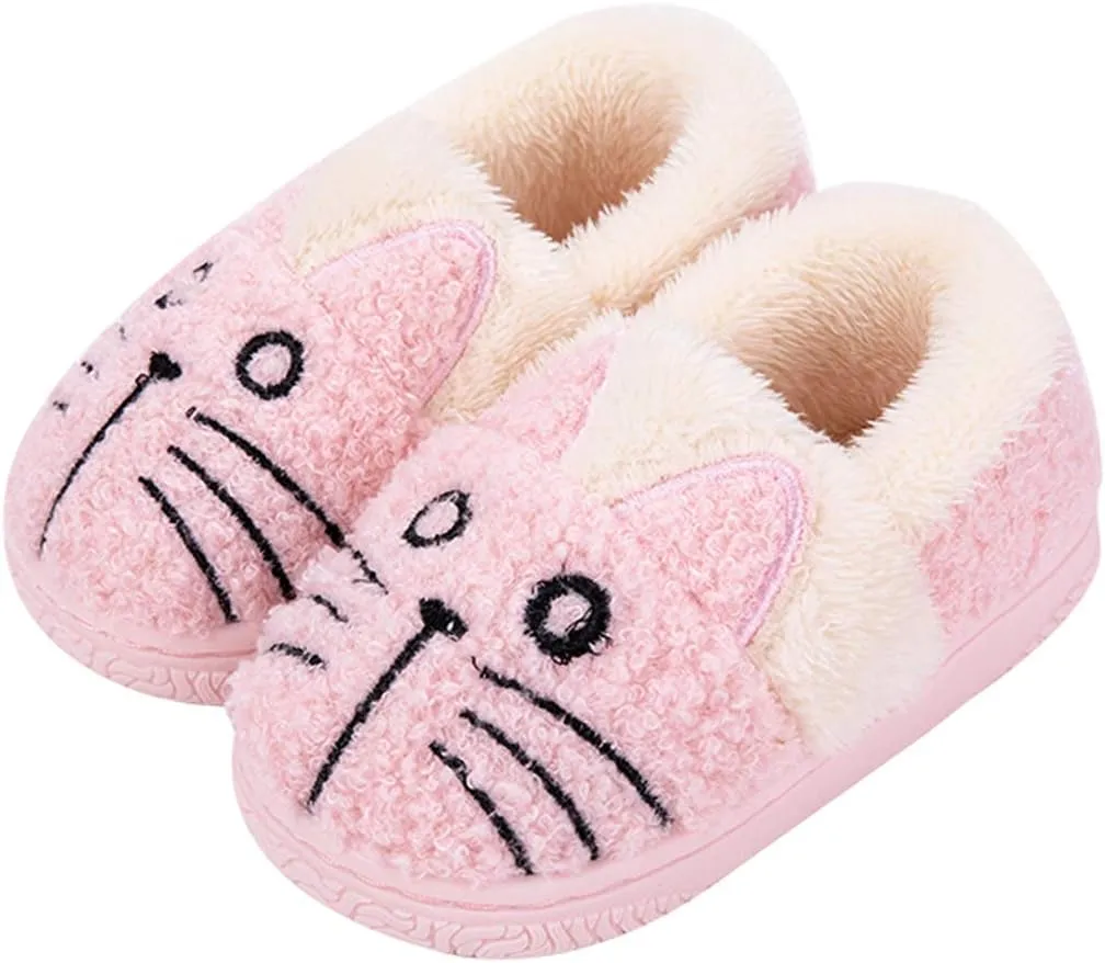 Girls House Slippers Kids Plush House Shoes Boys Warm Cartoon Slippers Cute Animal Winter Indoor Slipper