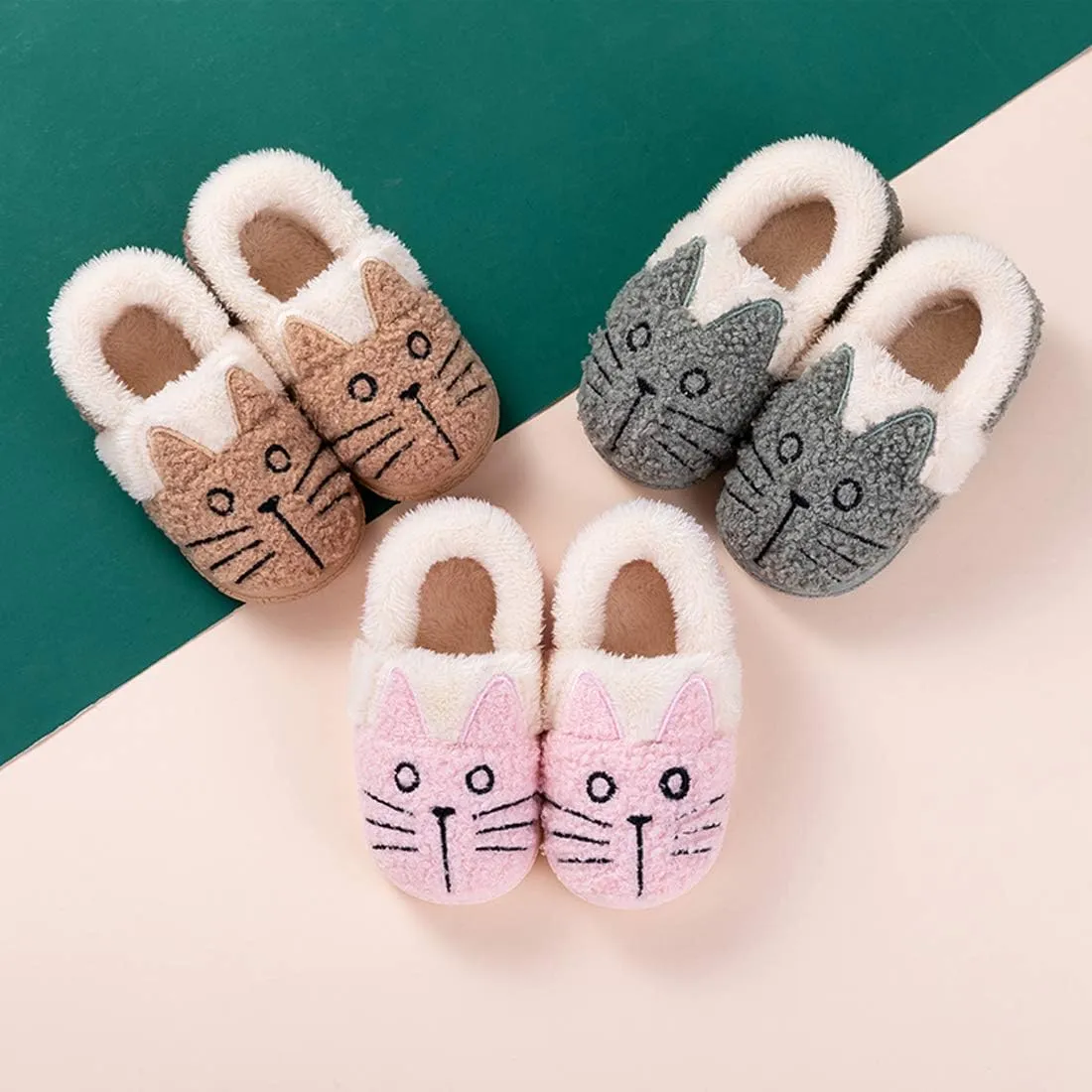 Girls House Slippers Kids Plush House Shoes Boys Warm Cartoon Slippers Cute Animal Winter Indoor Slipper
