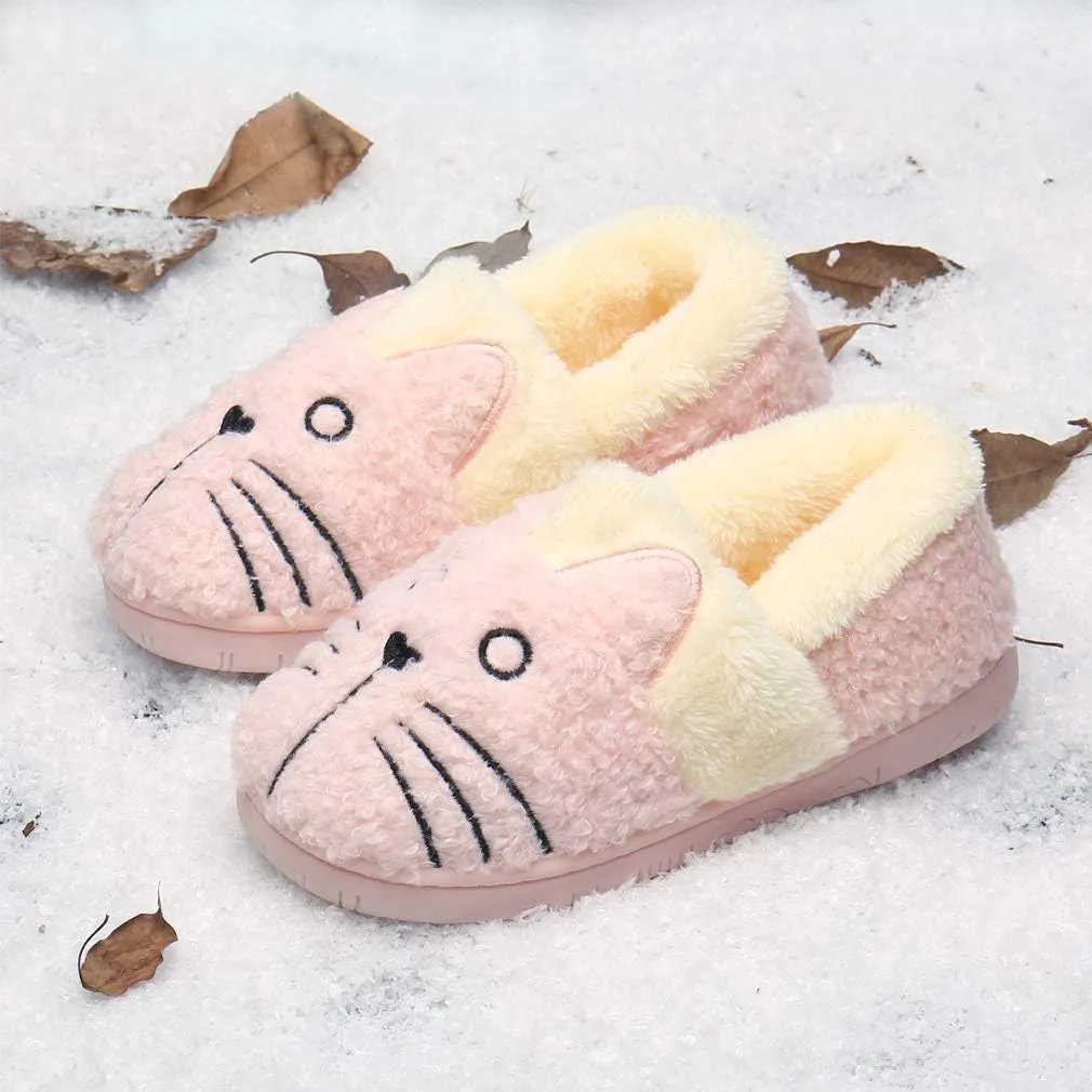 Girls House Slippers Kids Plush House Shoes Boys Warm Cartoon Slippers Cute Animal Winter Indoor Slipper