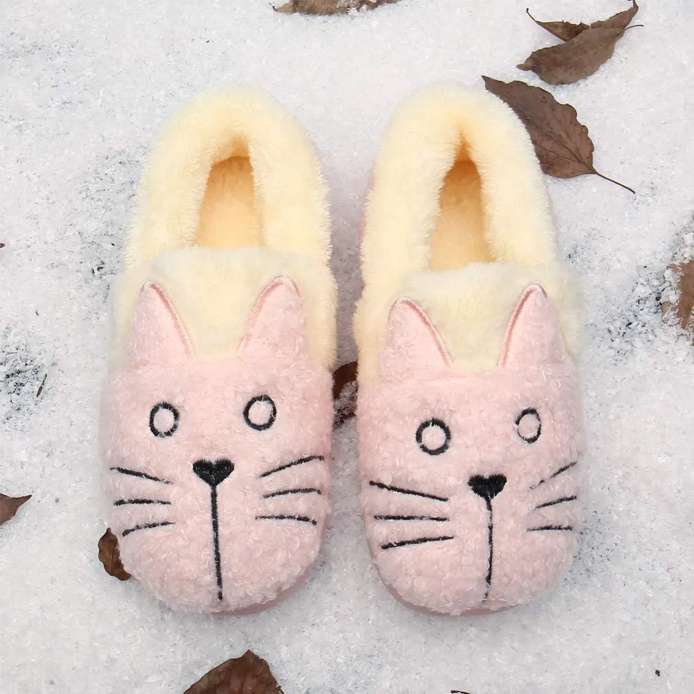 Girls House Slippers Kids Plush House Shoes Boys Warm Cartoon Slippers Cute Animal Winter Indoor Slipper