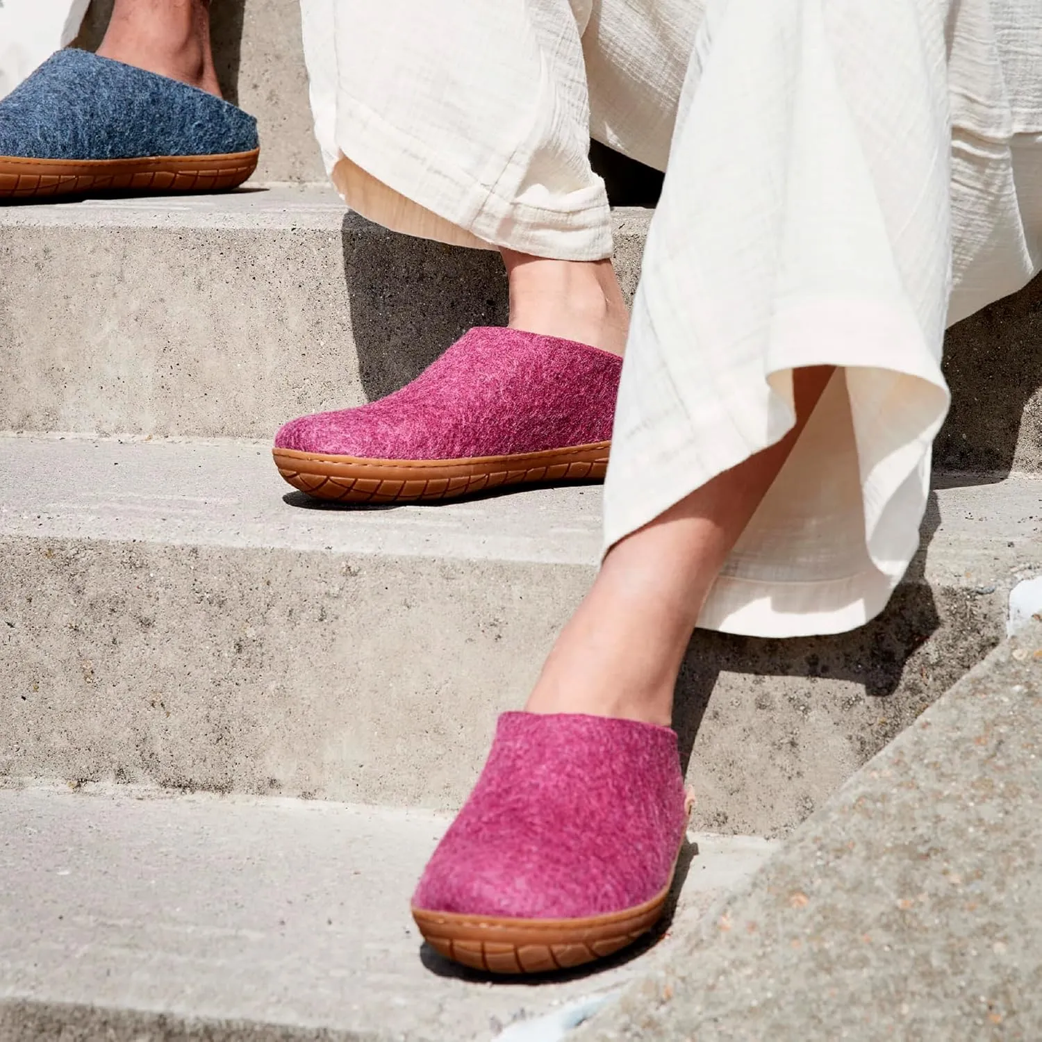 Glerups 100% Gotland Sheep Wool Slipper with rubber sole - Unisex Slip-on