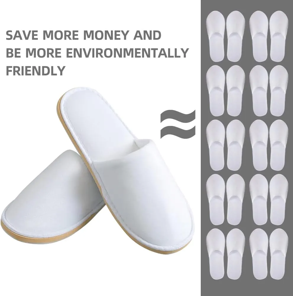 GONG GONG 6 Pairs Non Slip Disposable Slippers, Washable & Reusable, Closed Toe Crystal Velvet Slipper for Guest, Bathroom, House, Hotel, Party, SPA, Wedding