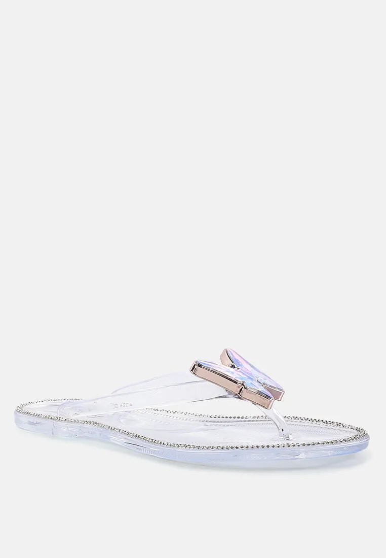 Guler Butterfly Rhinestone Jelly Flats