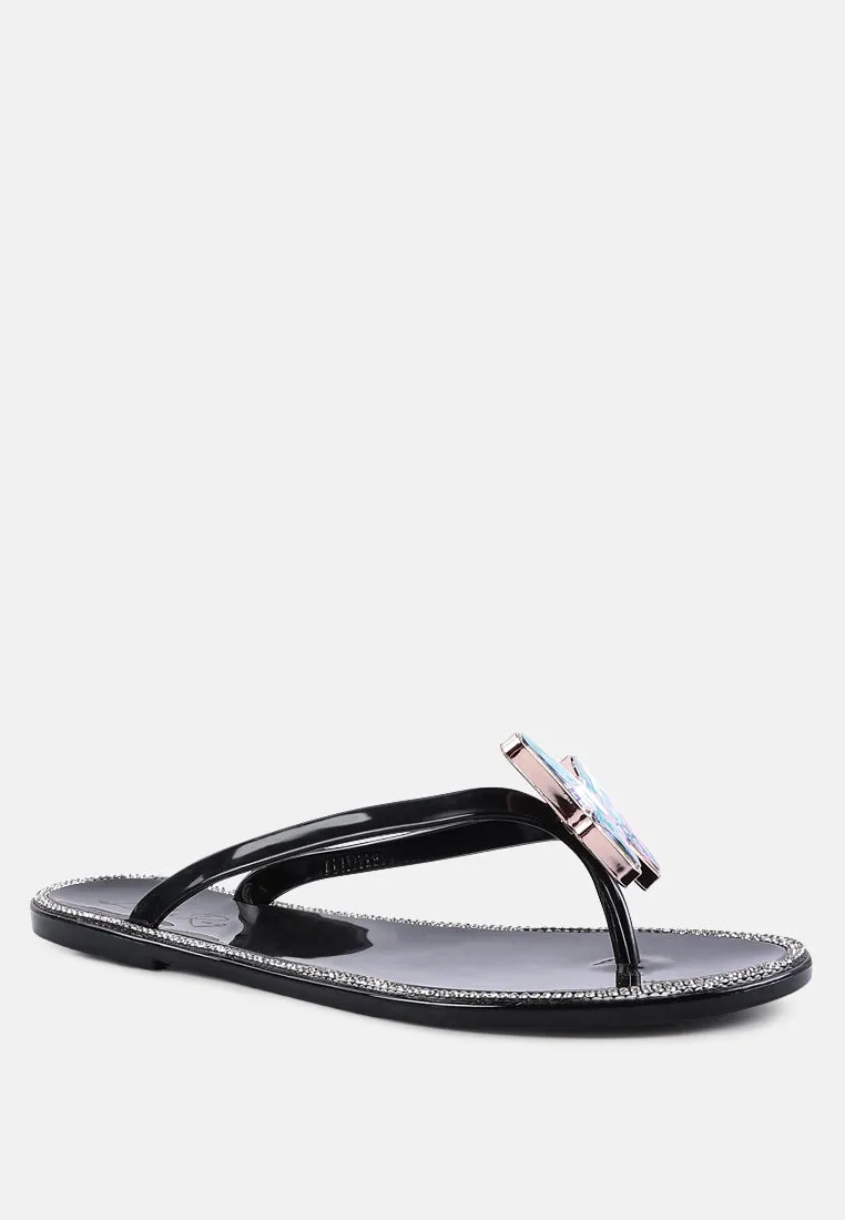 Guler Butterfly Rhinestone Jelly Flats